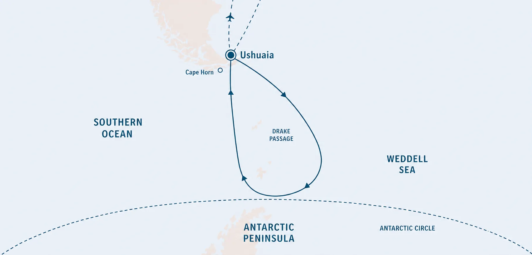 Map of the Antarctica cruise route on the SH Diana liner