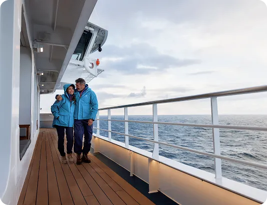 At sea